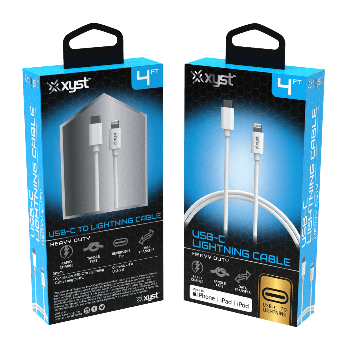 Xyst Charge and Sync USB-C to Lightning Cable 4Ft