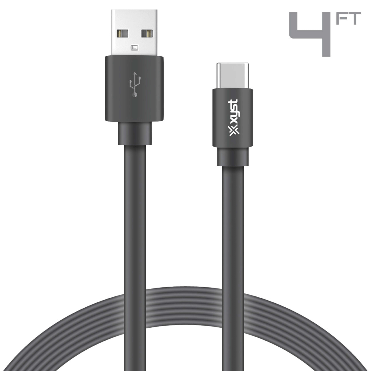 Xyst Charge and Sync USB to USB-C Flat Cable 4Ft