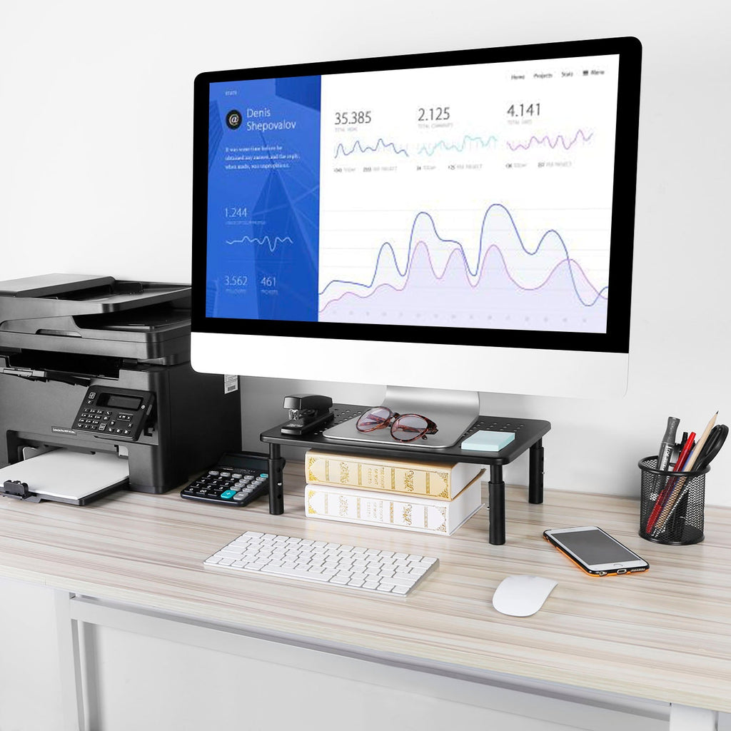 Monitor Stand Riser 3 Height Adjustable Desk Riser Organizer w/ Ventilation Holes For Desktop PC Laptop Printer