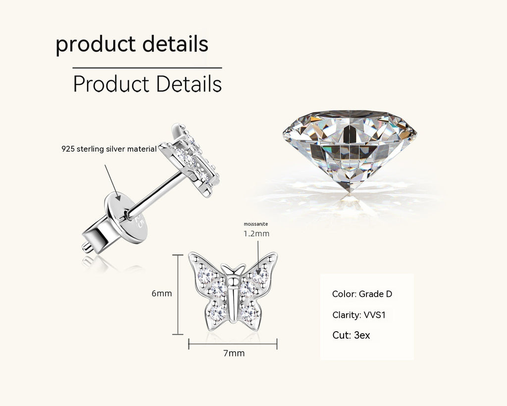 Korean Butterfly Moussan Diamond Ear Team