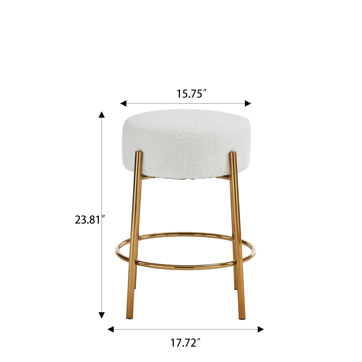 24 inch high circular bar stool, set of two - modern cushioned dining stool - including sturdy hardware support legs
