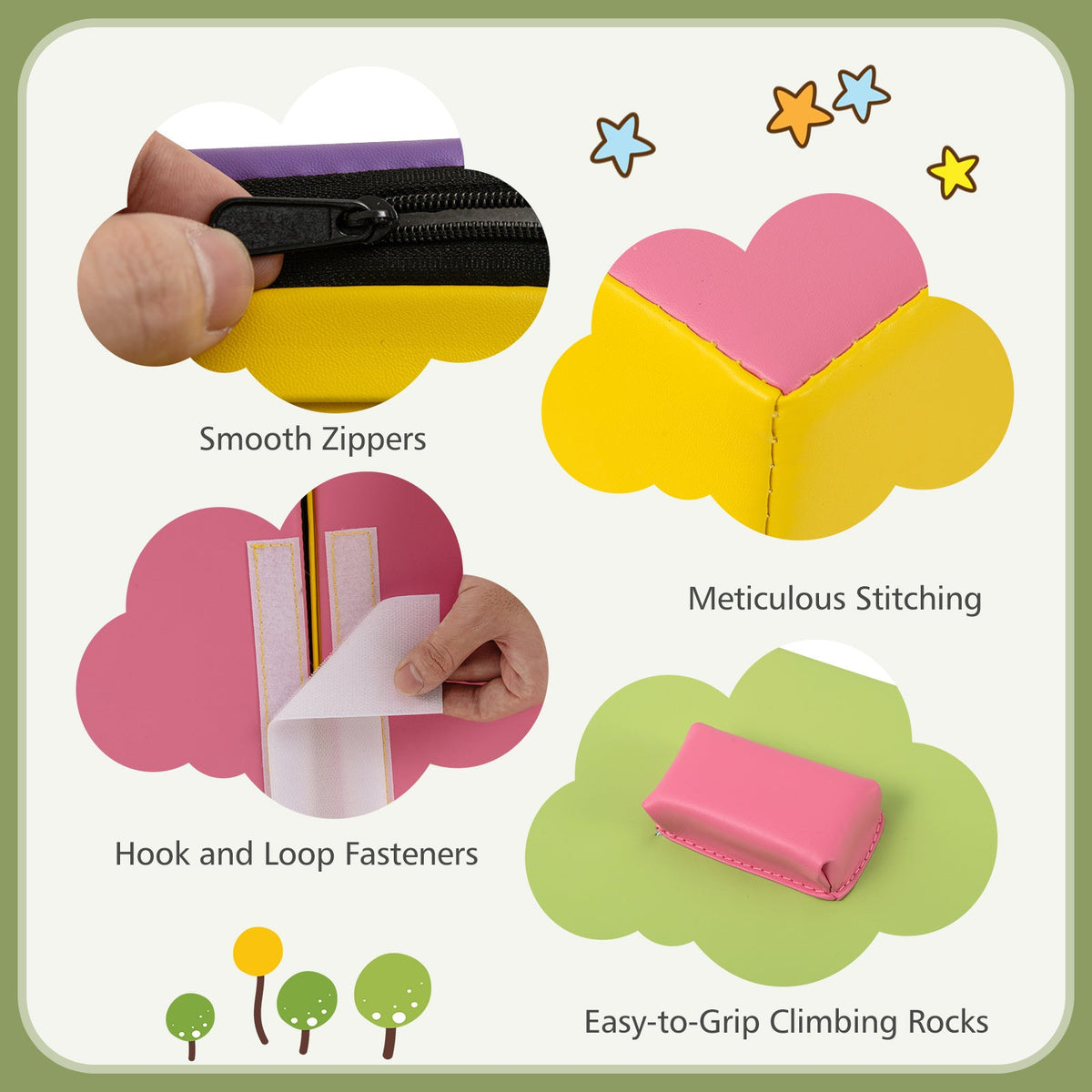 6-Piece Foam Climbing Blocks with Hook and Loop Fasteners