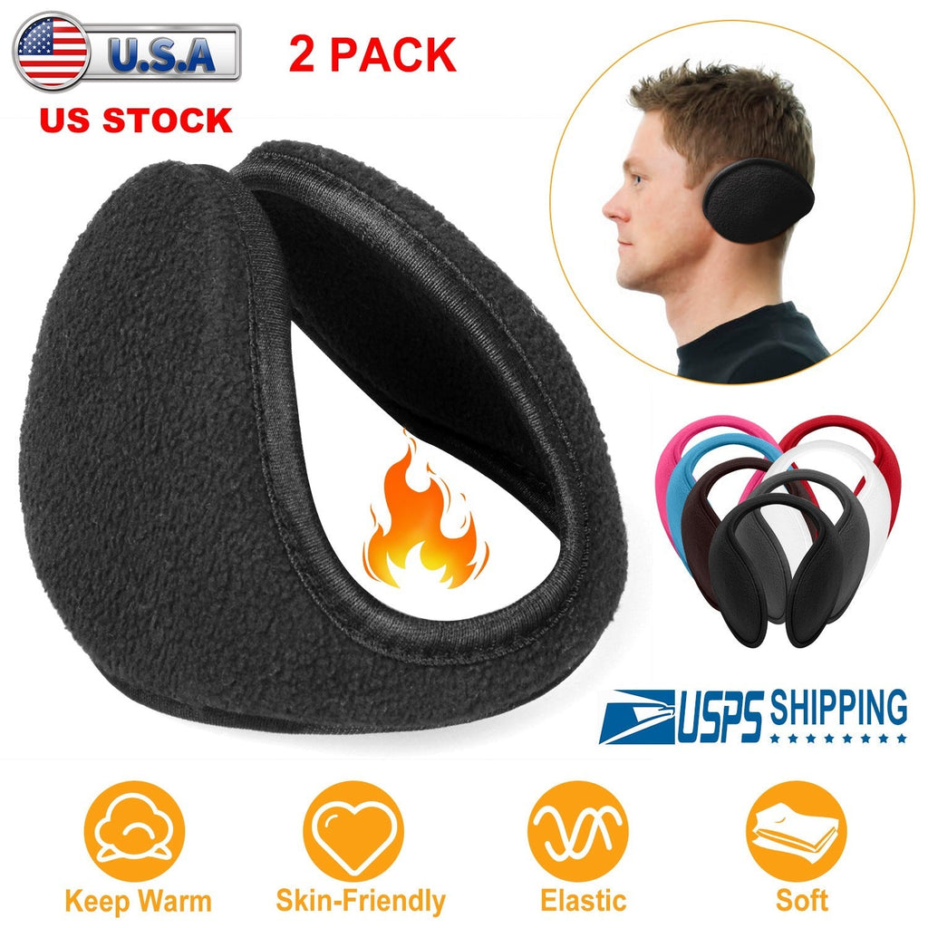 2Pcs Ear Warmers Unisex Winter Earmuffs Behind-the-Head for Winter Running Walking Dog Travel