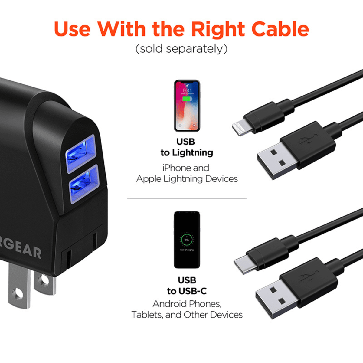 HyperGear Hybrid 2.1A Dual USB Car/Wall Charger