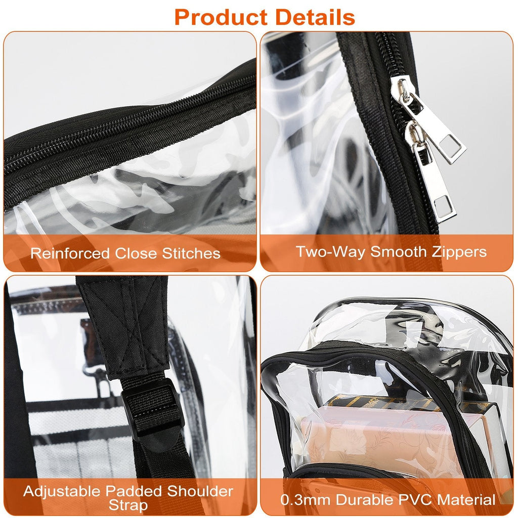 Clear Backpack Heavy Duty Transparent Book Bag Waterproof PVC Clear Backpack 5.3Gal with Reinforced Strap for College Workplace