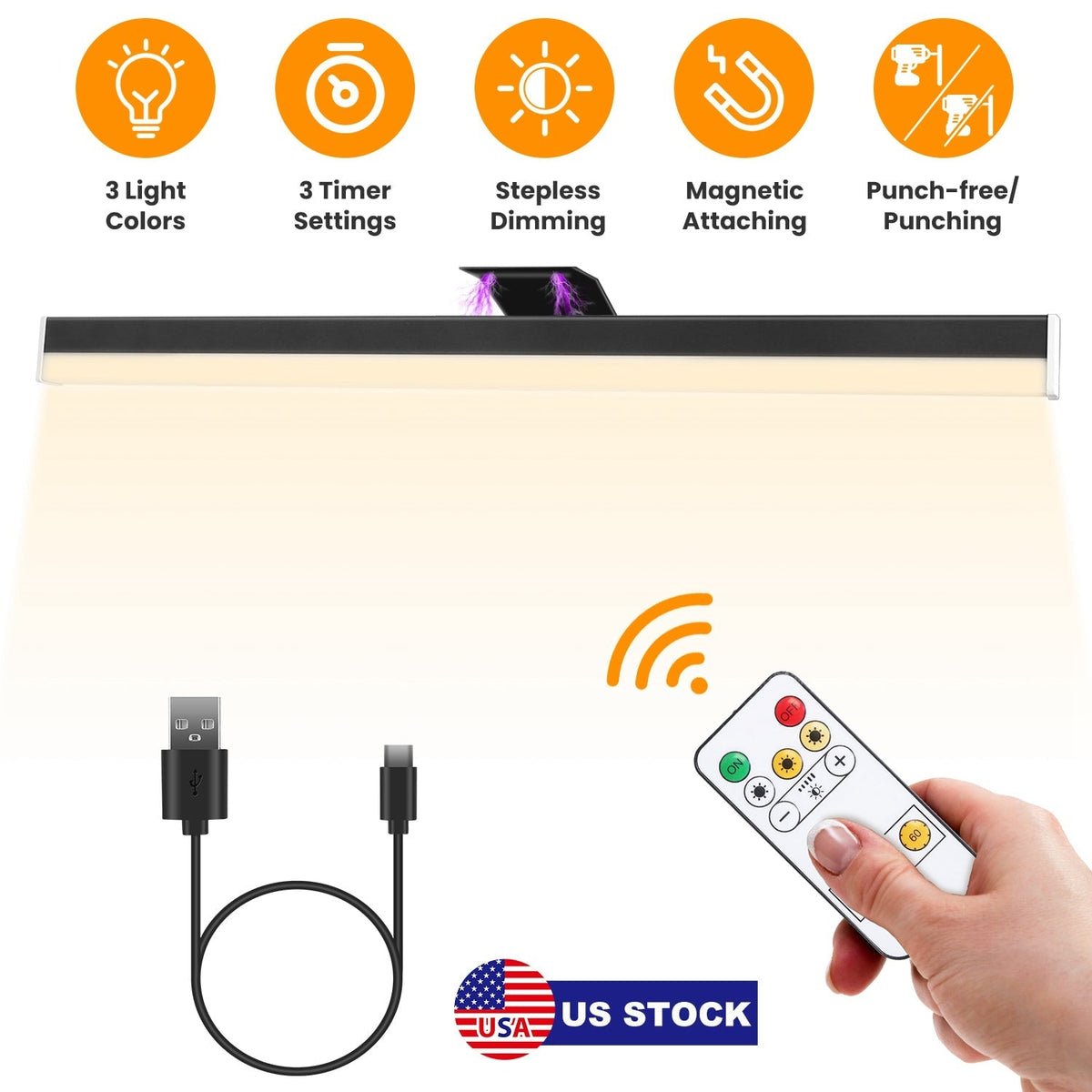 Wireless Picture Light Magnetic Art Display Light Dimmable Rechargeable Library Gallery Light with 3 Light Colors 3 Timer Settings Remote Control Punc