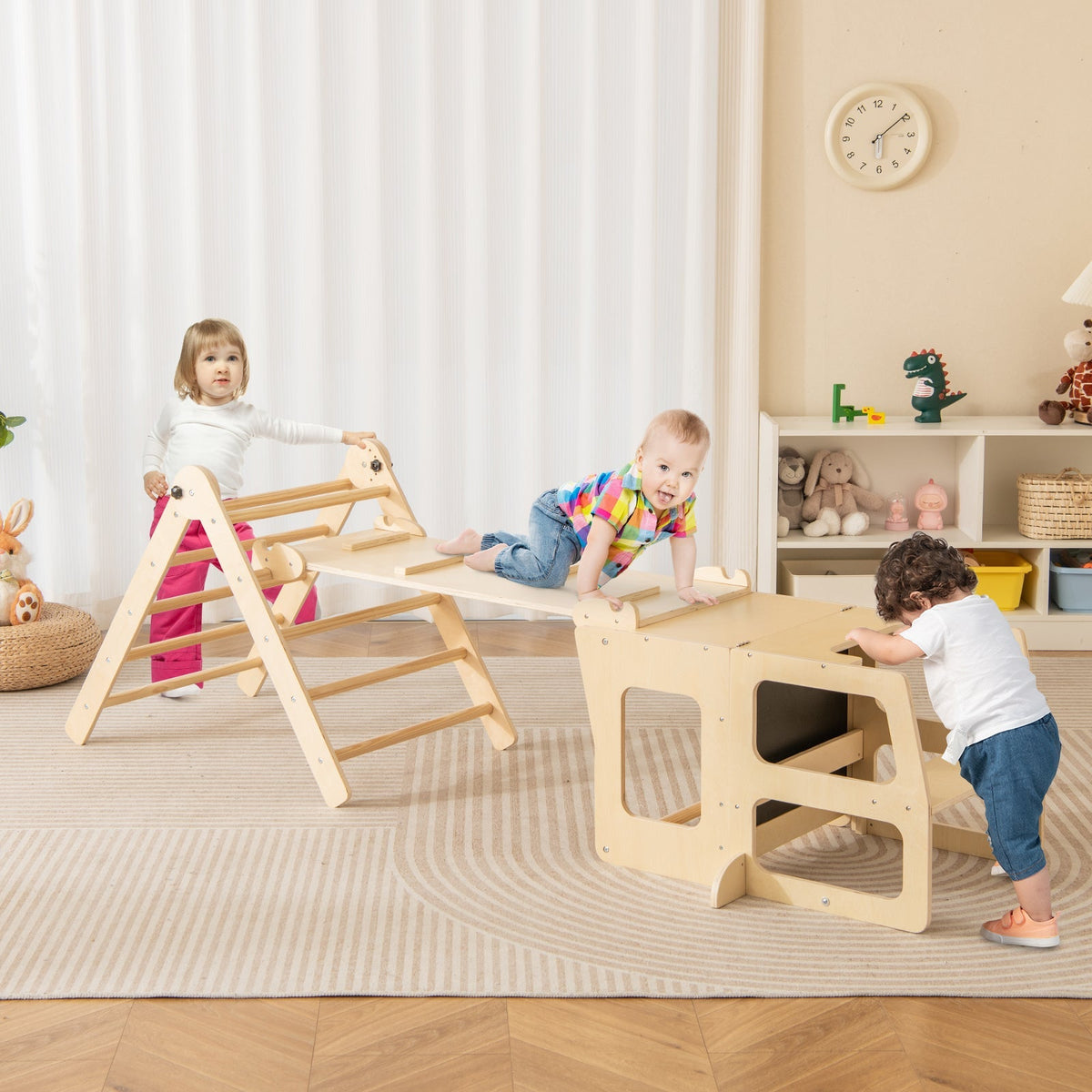 7-in-1 Toddler Climbing Toy Connected Table and Chair Set for Boys and Girls Aged 3-14 Years Old