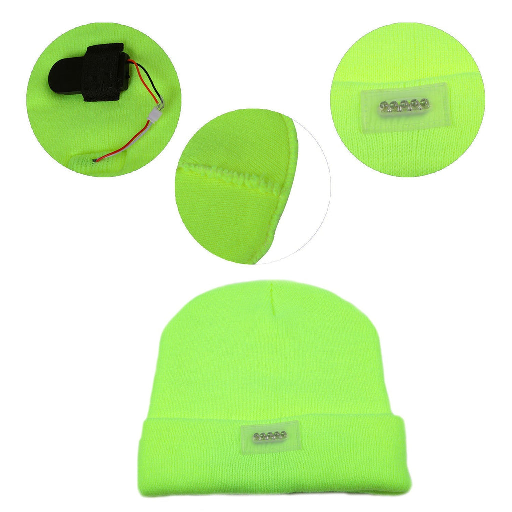 Unisex 5 LED Knitted Beanie Winter Warm Hat Camping Jogging Running Cap Headlamp