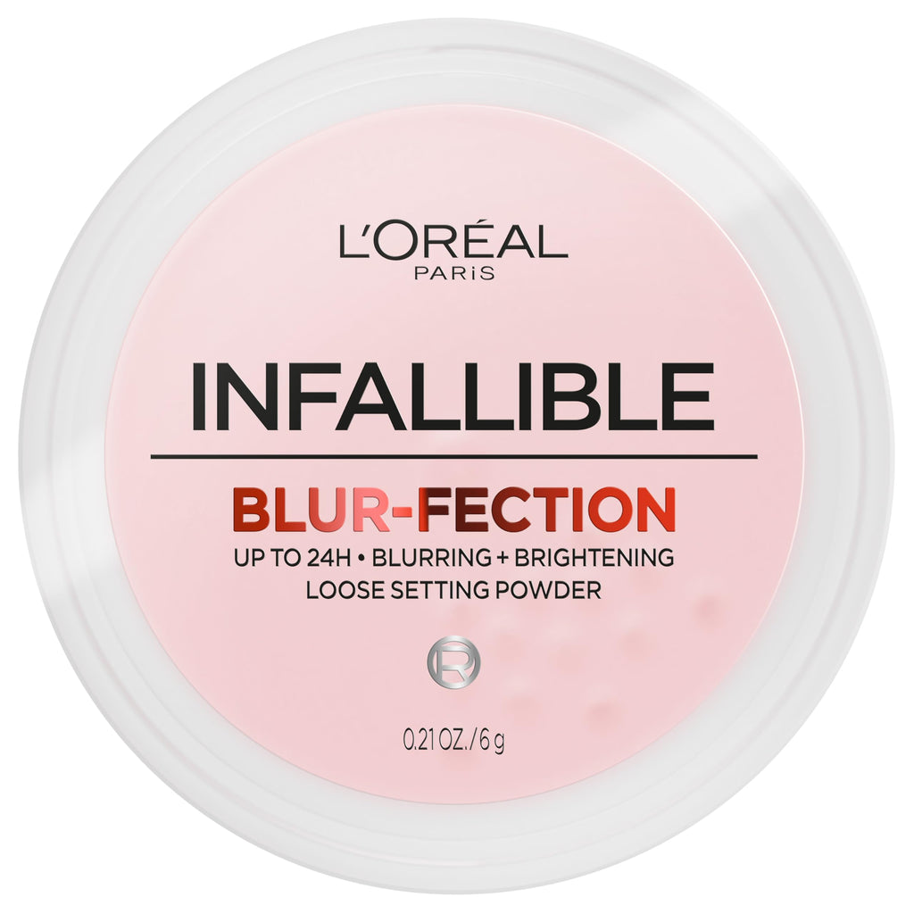 L'Oreal Paris Infallible Blur-fection Longwear Loose Setting Powder, Blurring Face Powder With Up to 24HRs of Wear, Brightening Light Pink, 1 Kit