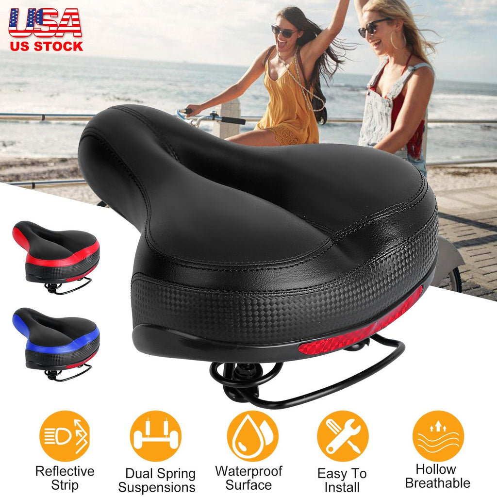 Padded Bike Seat with Dual Springs & Reflective Strip