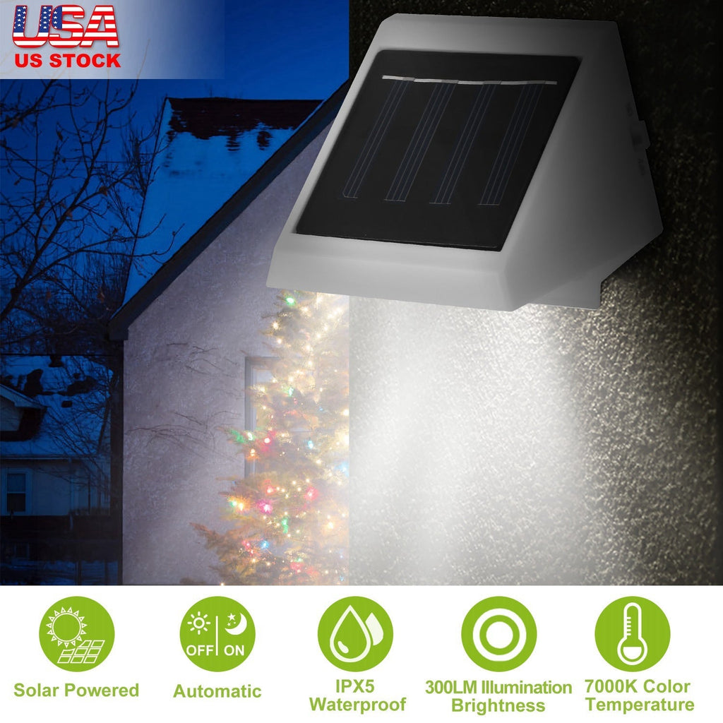 LED Solar Powered Stair Lights Dusk-To-Dawn Waterproof Garden Pathway Patio Fence Lamp