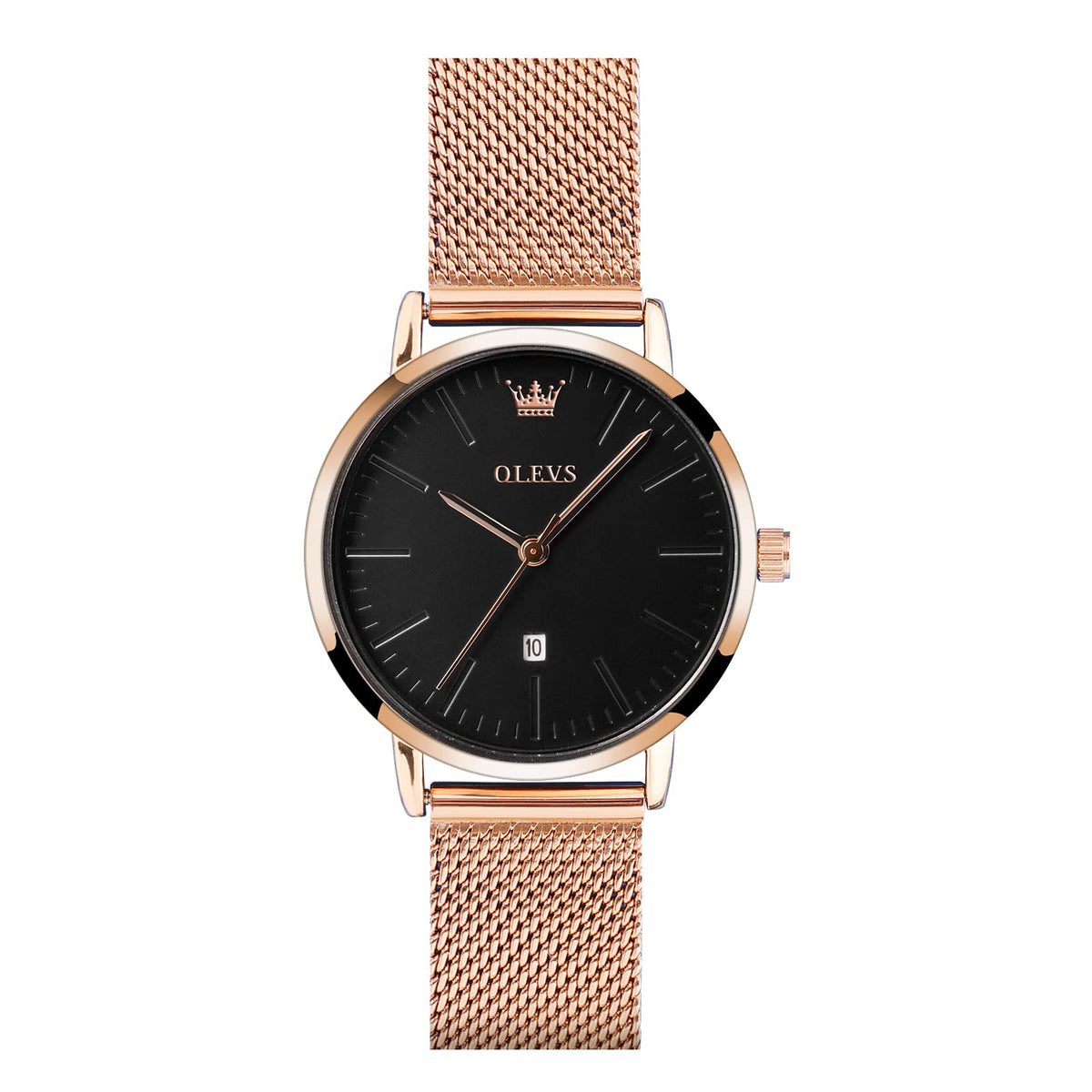 OLEVS Women's Mesh Bracelet Watch, Elegant Large Face Three Hand Analog Quartz Womens Wristwatch, Pretty Slim Date Display Waterproof Ladies Watches for Small Wrists