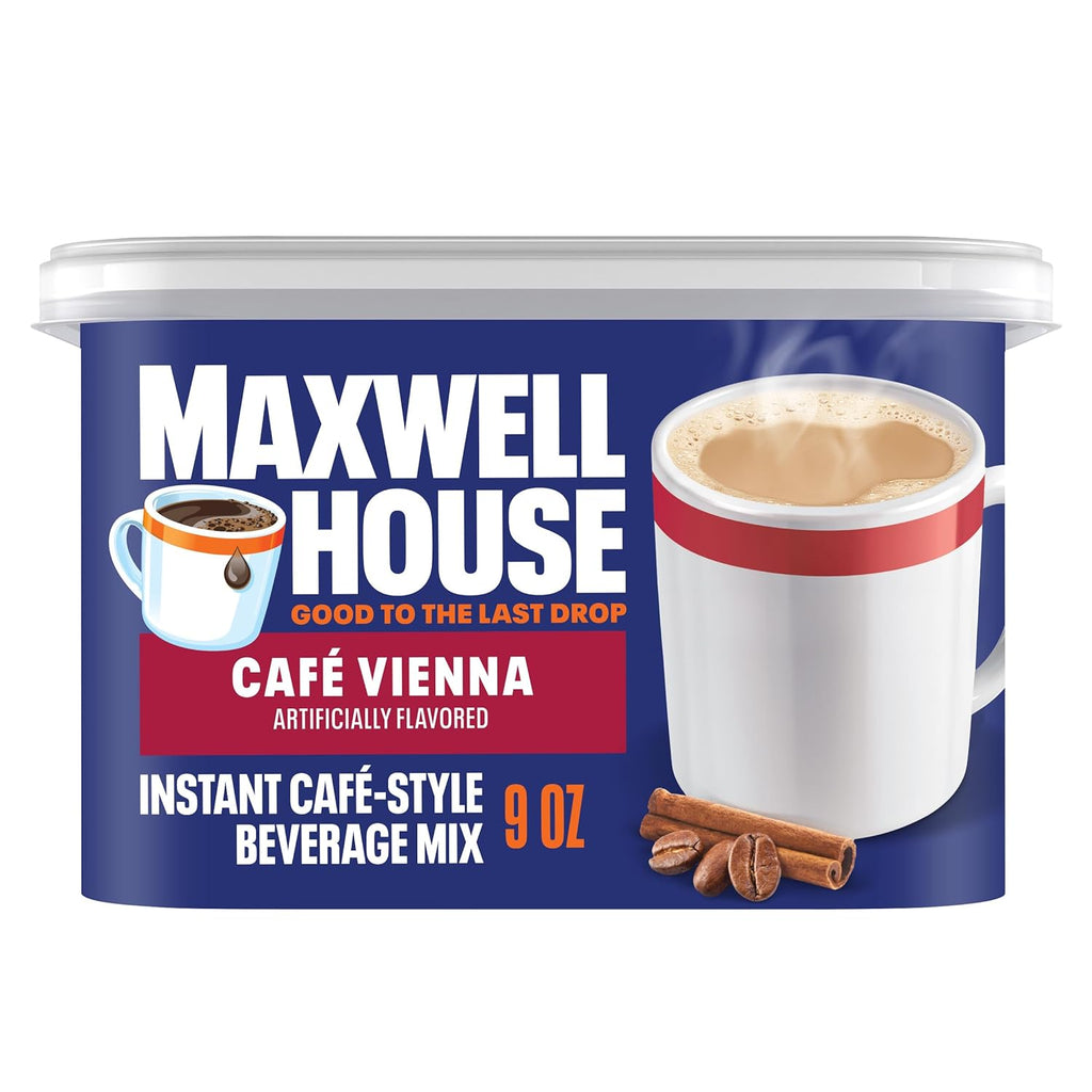 Maxwell House Instant Cafe-Style Beverage Mix, Easy to Prepare, 1 Canister, for Quick Morning Coffee or Afternoon Treat, Cafe Vienna, Kosher Dairy, 9 oz