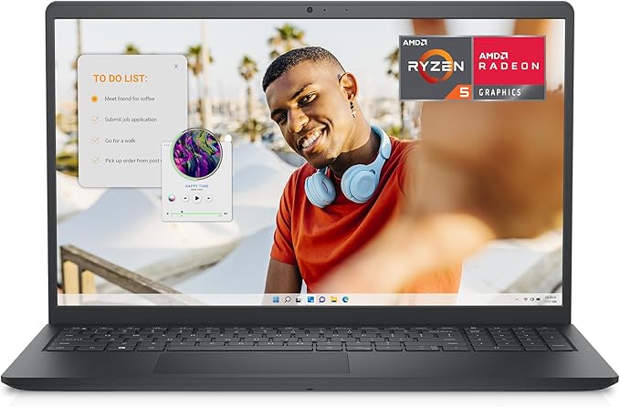 Dell Inspiron 15 3535 Laptop - 15.6-inch FHD (1920 x 1080) Display, AMD Ryzen 5 7520U Processor, 8GB DDR4 RAM, 512GB SSD, AMD Radeon Graphics, Windows 11 Home, 6-Months Migrate - Carbon Black