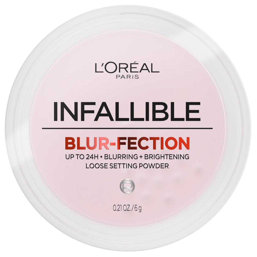L'Oreal Paris Infallible Blur-fection Longwear Loose Setting Powder, Blurring Face Powder With Up to 24HRs of Wear, Brightening Light Pink, 1 Kit