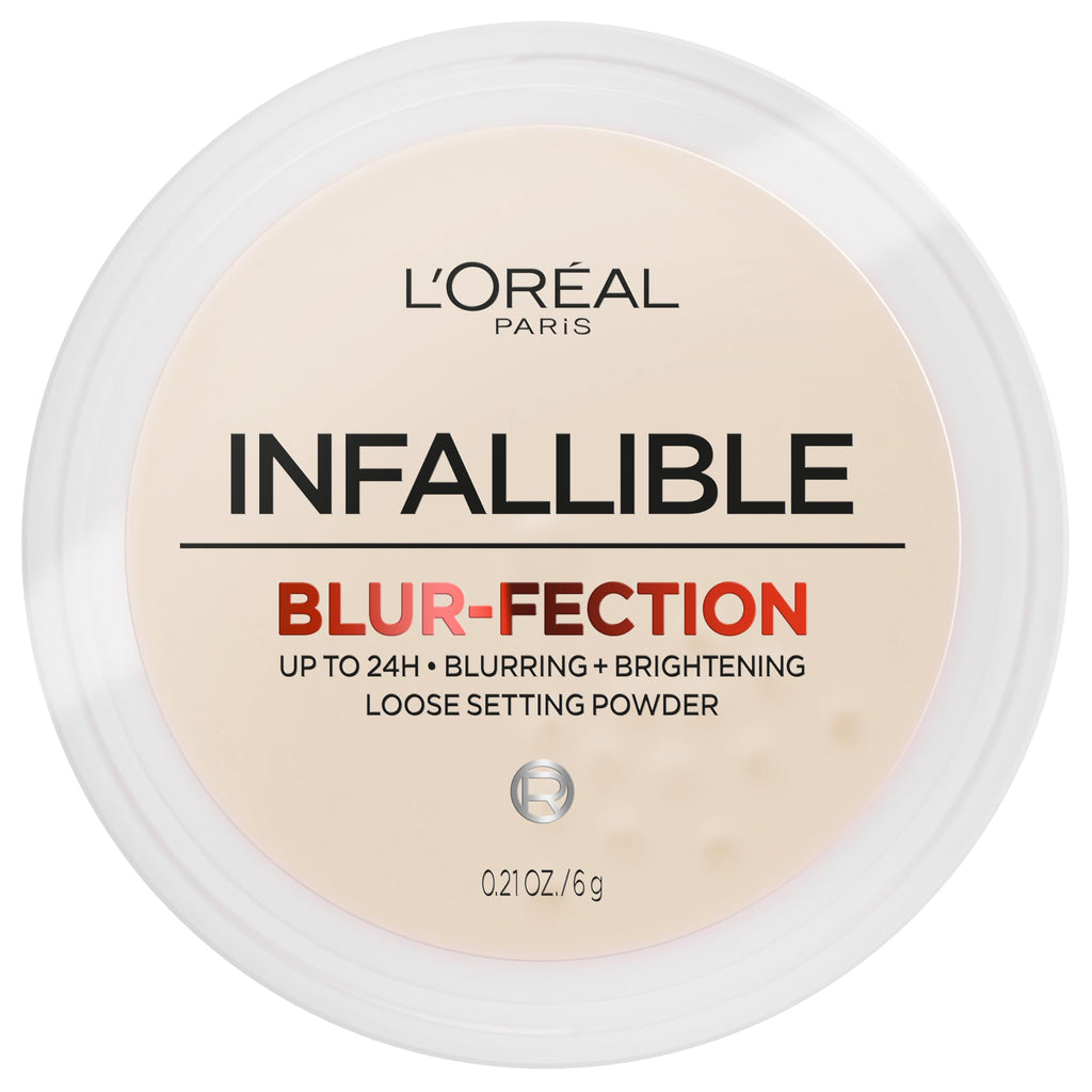 L'Oreal Paris Infallible Blur-fection Longwear Loose Setting Powder, Blurring Face Powder With Up to 24HRs of Wear, Brightening Light Pink, 1 Kit