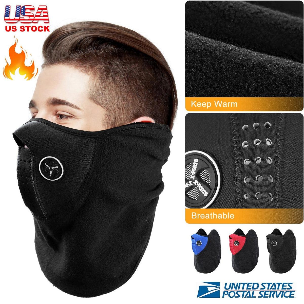 Half Face Mask Breathable Windproof Dustproof Neck Warmer for Bike Motorcycle Racing