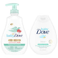 Dove Baby Sensitive Skin Care Bundle – Hypoallergenic Wash & Baby Lotion Fragrance Free Moisture Baby Gift Set 13 Oz Ea (2 Piece Set)