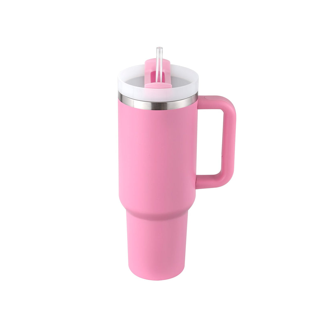 40 Oz Tumbler With Handle Straw Insulated, Stainless Steel Spill Proof Vacuum Coffee Cup Tumbler With Lid Tapered Mug Gifts For Valentine Lover Suitable For Car Gym Office Travel