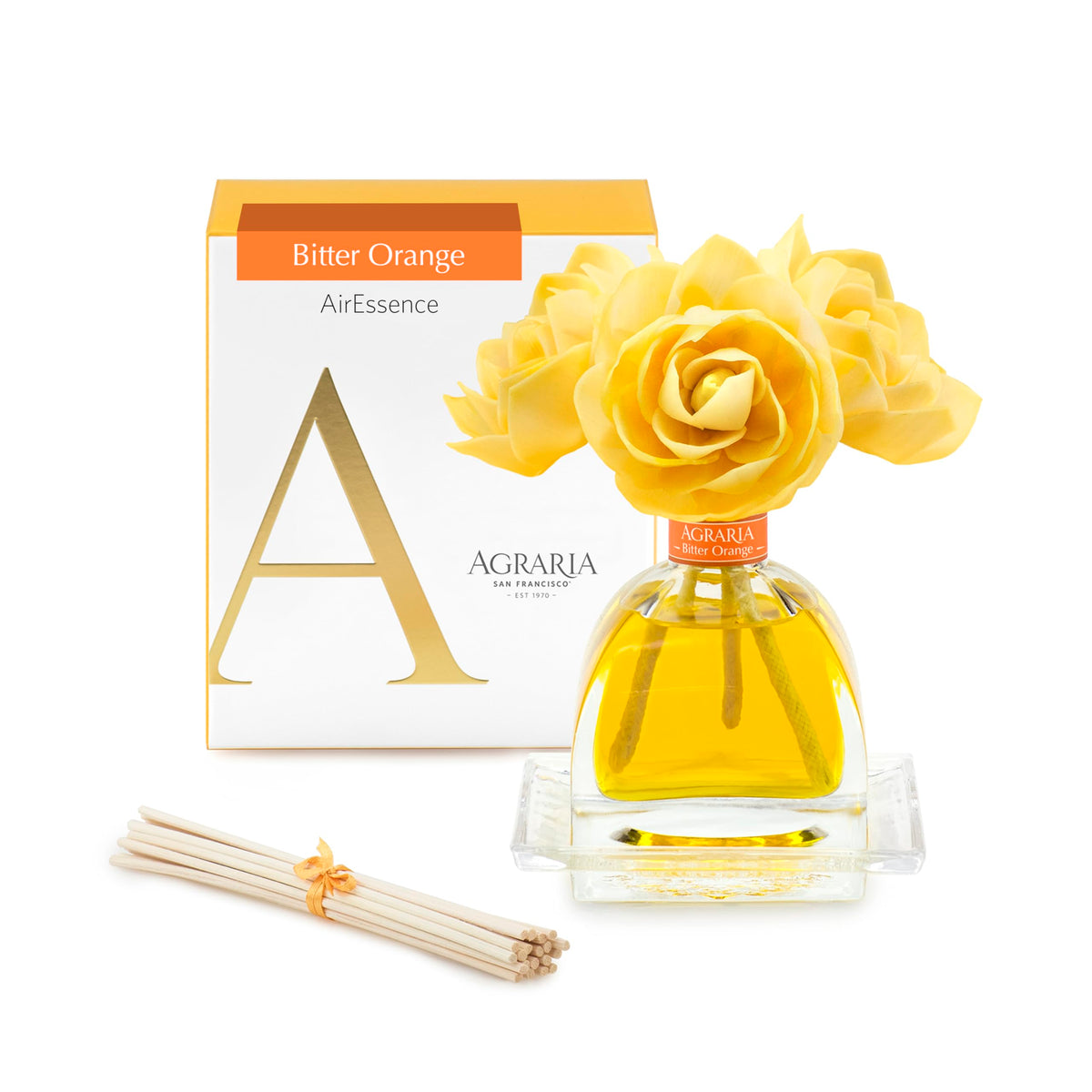 Agraria PetiteEssence Flower and Reed Diffuser Set 1.7 oz Handcrafted Sola Flower Botanical Scent Diffuser for Home Scented Oil Diffuser Gift Set
