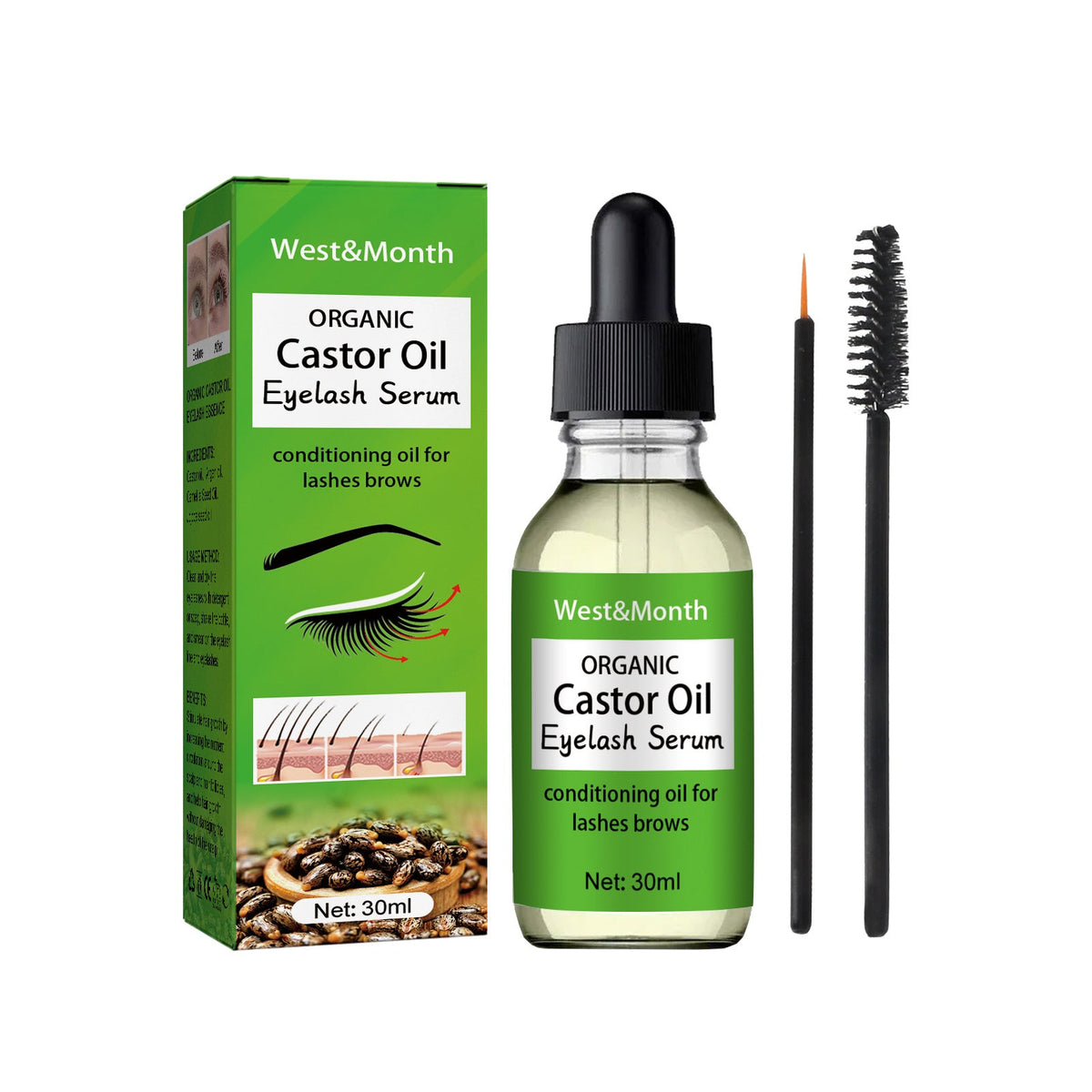 Castor Oil Mascara Mild And Easy Makeup Natural Curling Black Beautiful Non-Trace Essential Oil