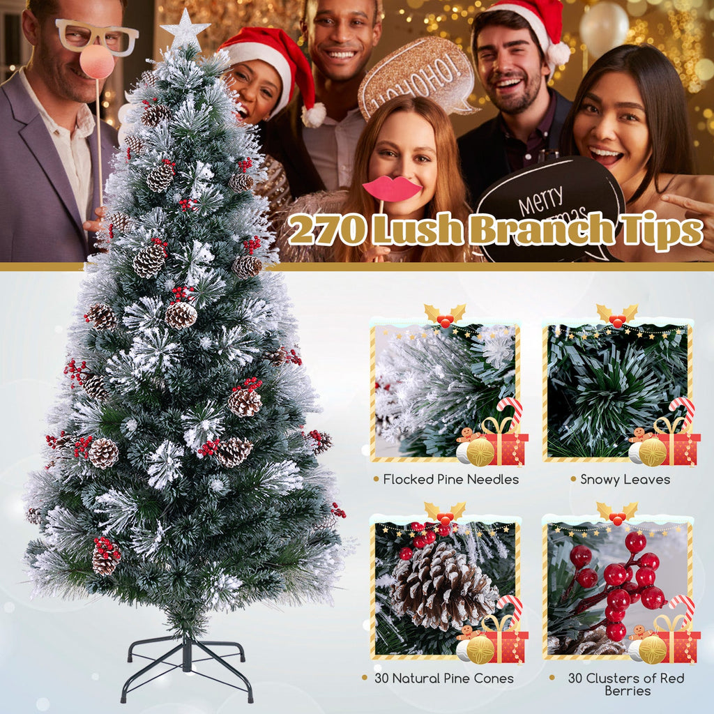 7 FT Flocked Christmas Tree with 8 Lighting Modes