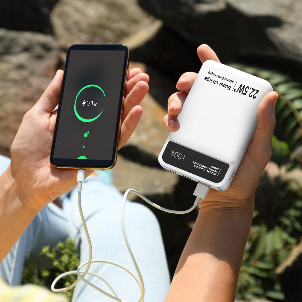 5000mAh Magsafe 3 In 1 Portable Charger PD22.5W Magnetic Fast Charger Fast Charging Power Bank Fit For IOS Phone 15/14 Samsung Galaxy S24 And More