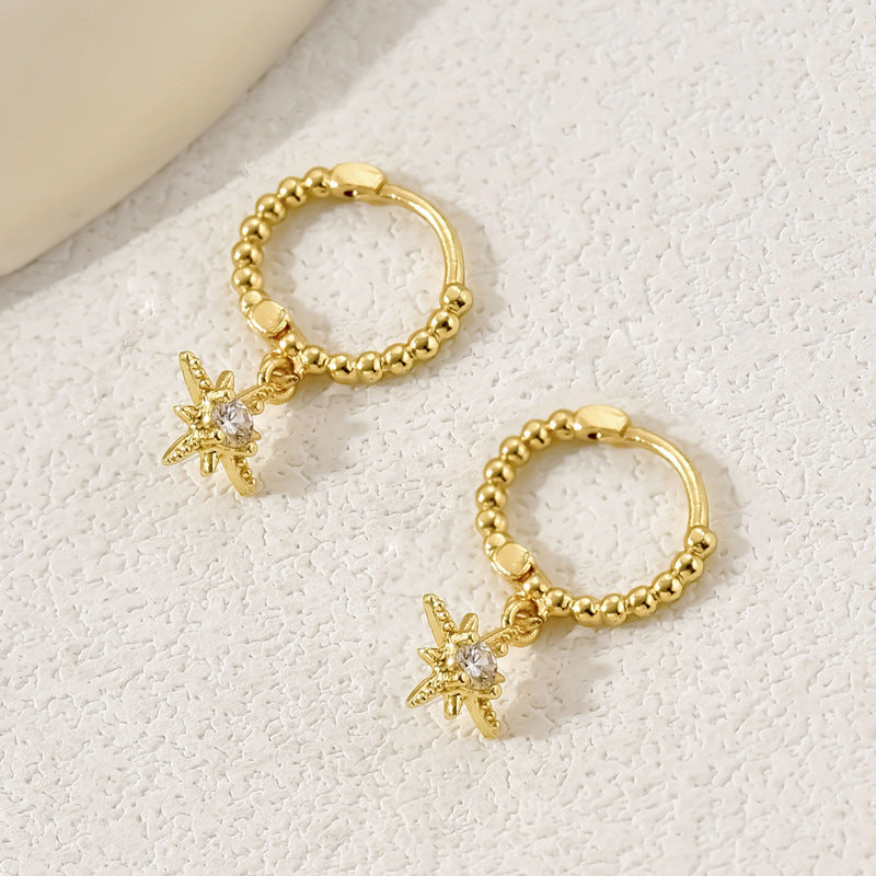18K Eight Awn Star Stud Earrings