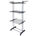 Clothes Drying Rack Rolling Collapsible Laundry Dryer Hanger Stand Rail Shelve_x000B__x000B_Wardrobe Clothing Drying Racks w/ Dual Side Wings