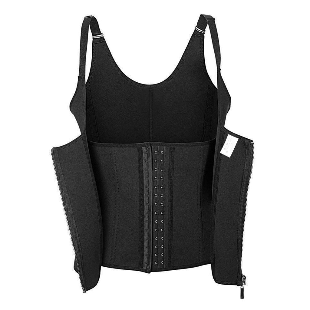 Zippered Waist Trainer Corset Waist Tummy Control Body Shaper Cincher Back Support with Adjustable Straps for Women