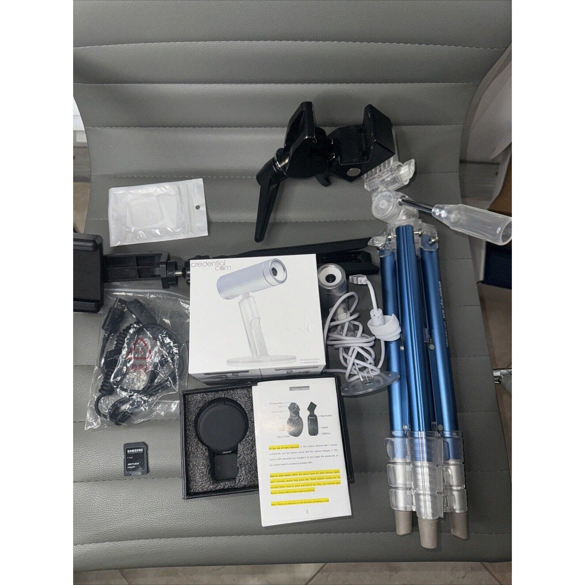 Camera & Tripod Set: Credential Cam, Blue Aluminum Tripods, Mounts & Accessories