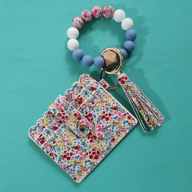 Silicone Beads Bracelet Key Chain Leopard Print