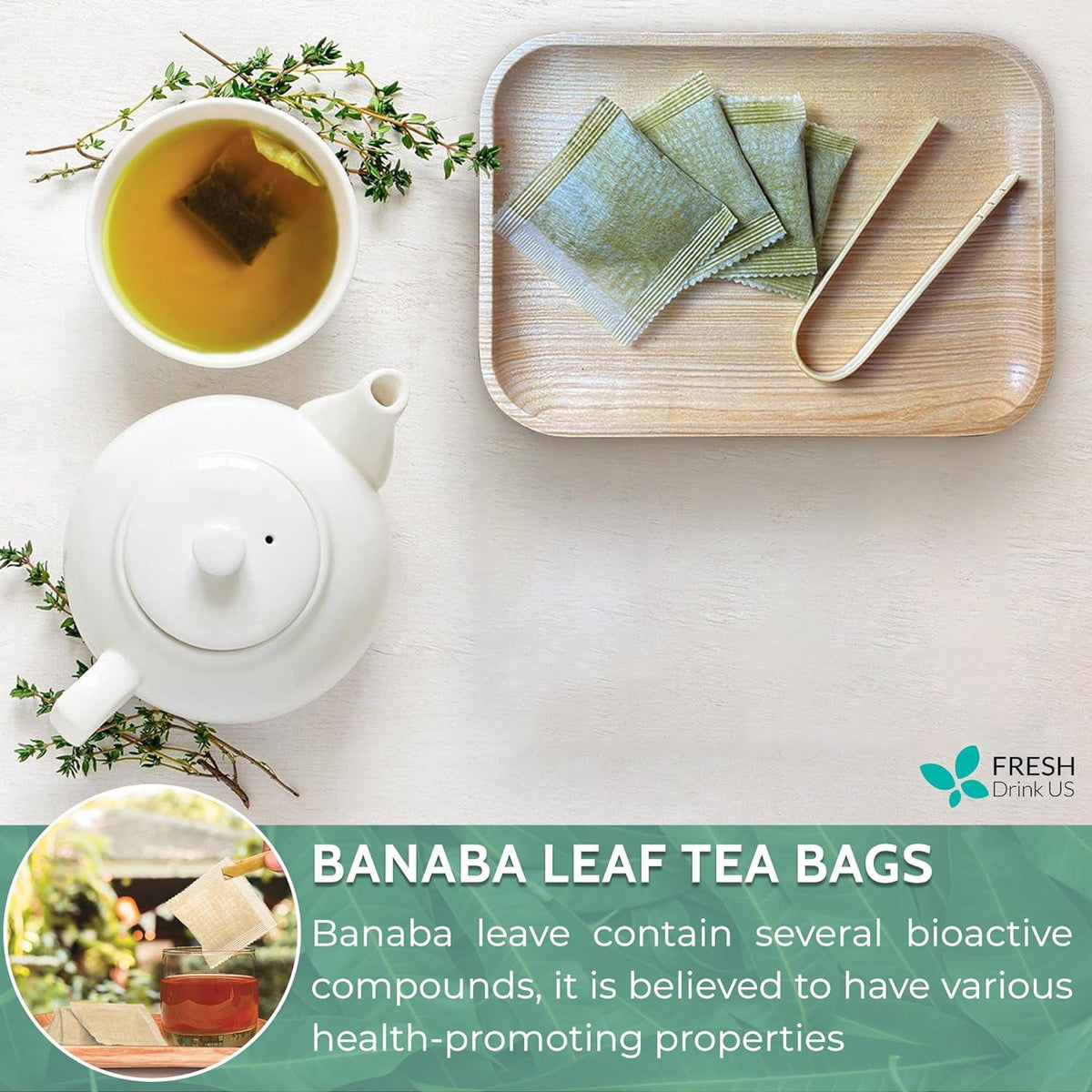 Natural Banaba Dried Leaves, Tea Bags, Powder, Whole Banaba Leaves, 100% Pure Dried Banaba Leaves, Banaba Leaf Tea, No Additives, No Caffeine, Vegan