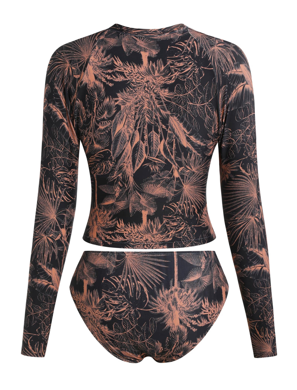 ZAFUL Womens Rash Guard Swimsuits Long Sleeve Sun Protection Bathing Suit Tropical Swim Shirts with Briefs Multi Floral S