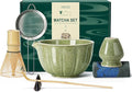 Matcha Whisk Set,7 PCS Ceramic Matcha Kit Includes Matcha Bowl with Spout, Matcha Whisk and Holder, Bamboo Scoop, Stainless Sifter, Towel, Unique Gift for Matcha Lovers (Matcha Green)
