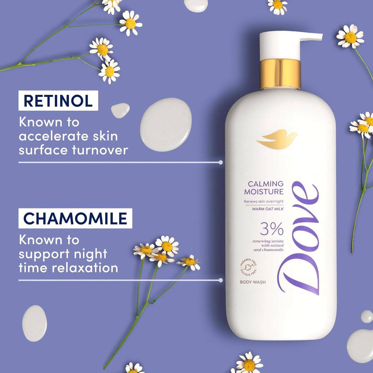 Dove Serum Body Wash Calming Moisture renews skin with Retinol Serum 18.5 Fl Oz