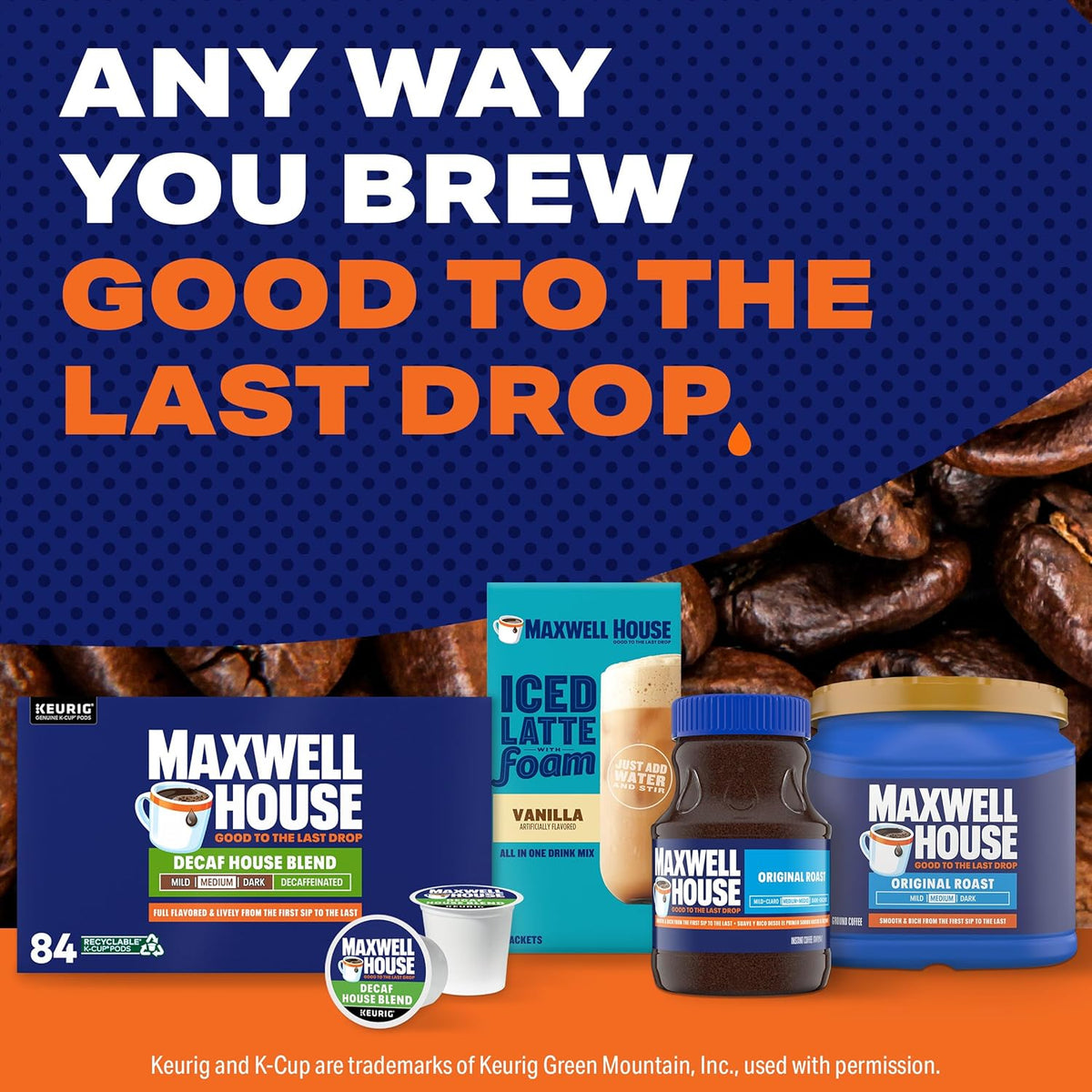 Maxwell House Decaf House Blend Medium Roast K-Cup Coffee Pods, 84 ct Box