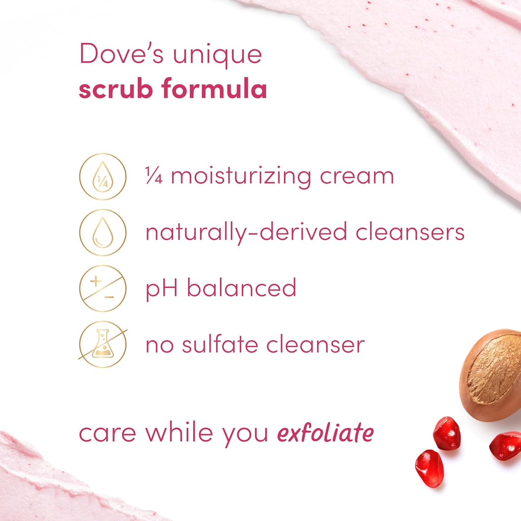 Dove Pomegranate & Shea Butter Body Scrub Exfoliates and Deeply Nourishes for Smooth, Radiant Skin 15 oz