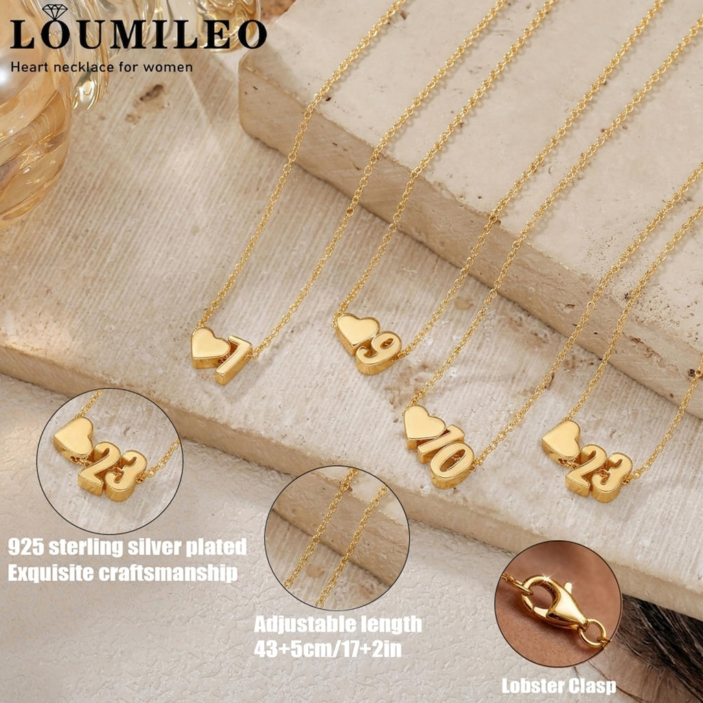 Softball/Soccer/Volleyball/Basketball/Tennis Necklace for Women S925 Sterling Silver/14k Gold Plated Heart Number Pendant Necklaces for Women Jewelry Gift for Sister Friends Daughter Mom
