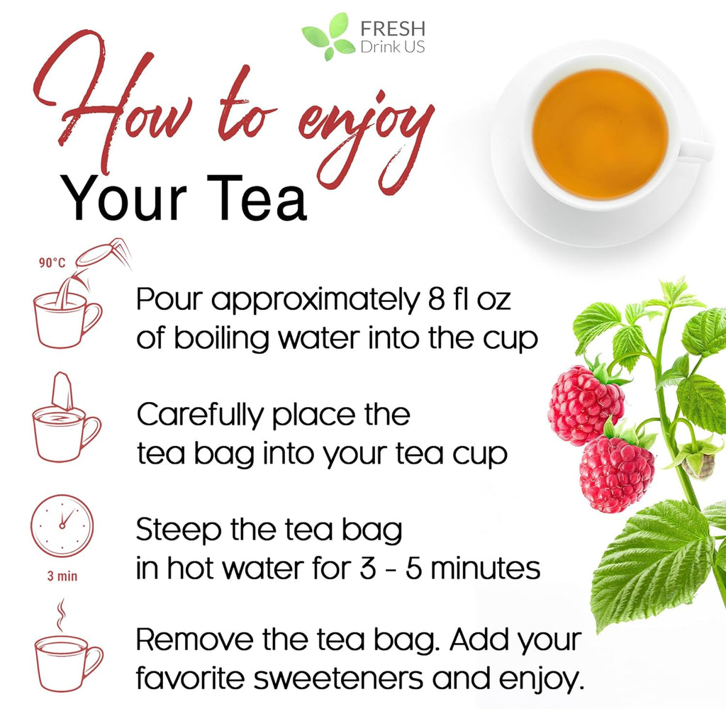 Raspberry Leaf Tea Bags, 100% Natural & Pure from Raspberry Leaves. Loose Leaf Raspberry Herbal Tea, Made with Natural Material Tea Bags, Raspberry Leaf Tea. No Sugar, No Caffeine, No Gluten, Vegan.