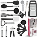 LDC Cooking Utensils Set BPA Free, Food Grade - Heat Resistant Non-Stick Cooking Set with Stainless Steel Handles, Kitchen Essential Tools and Gadgets, 23 Piece - Black
