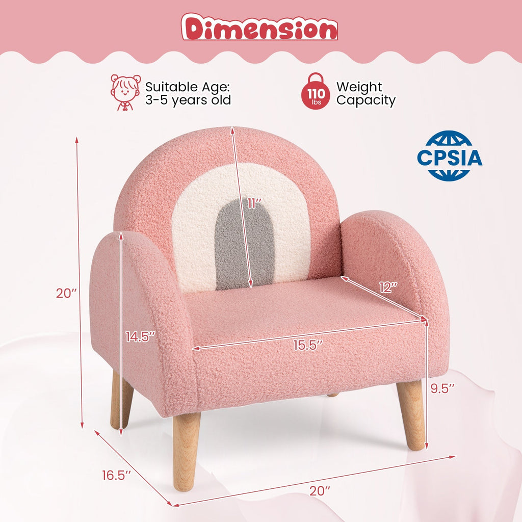 Kids Armchair with Comfy Backrest and Armrests-Pink