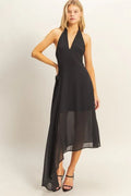 HYFVE Chiffon Halter Asymmetrical Hem Dress