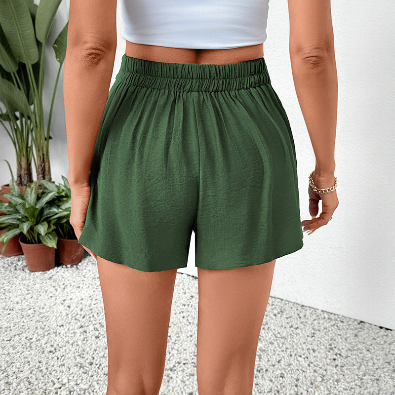 High waisted shorts with wide legs summer casual shorts with pockets for women