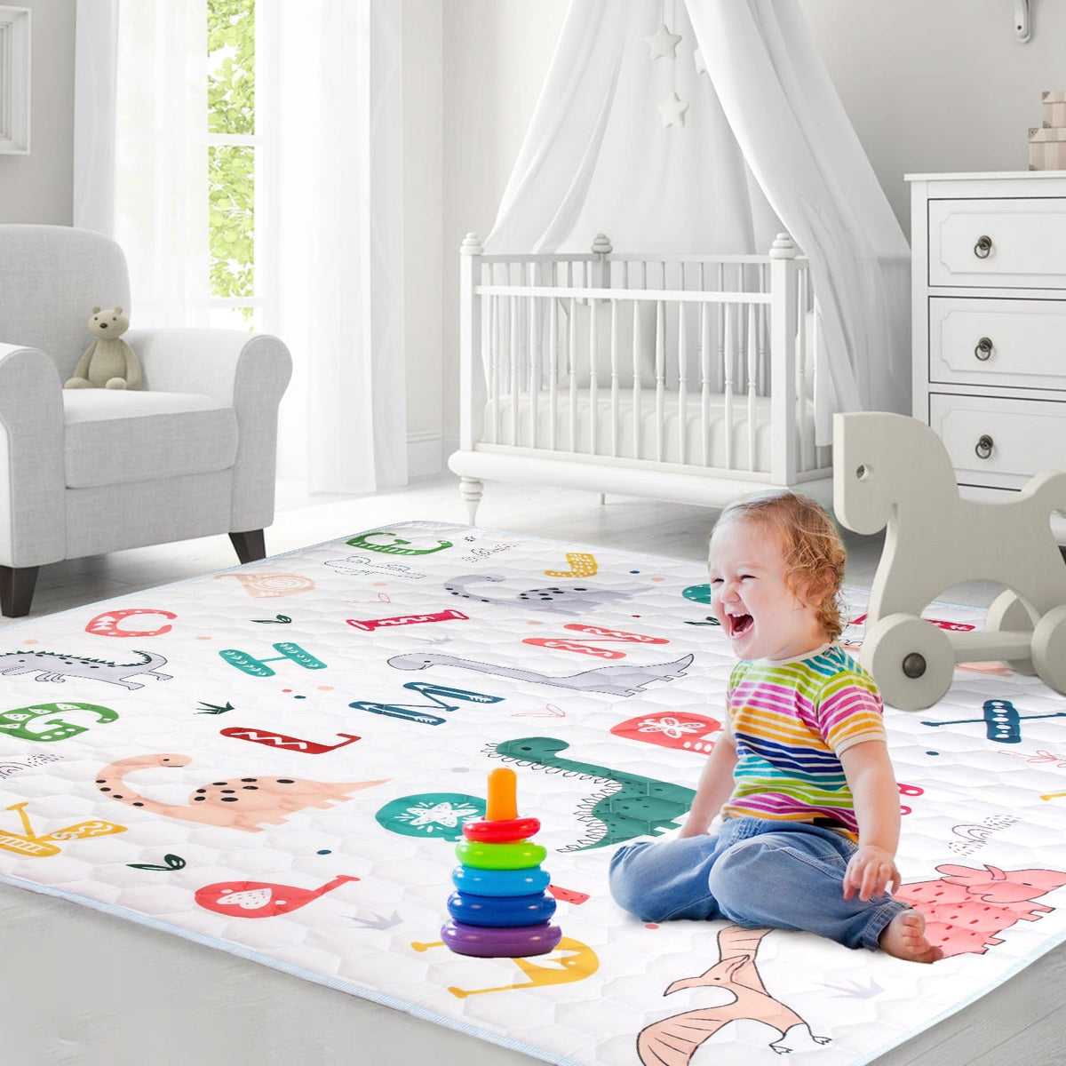 50x50IN Baby Play Mat Non-Slip Baby Crawling Mat Foldable Playpen Mat Machine Washable for Newborns Infants Babies Toddlers