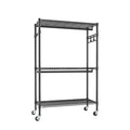 Rolling Clothes Rack with 3 Shelves, 2 Rods & Wheels