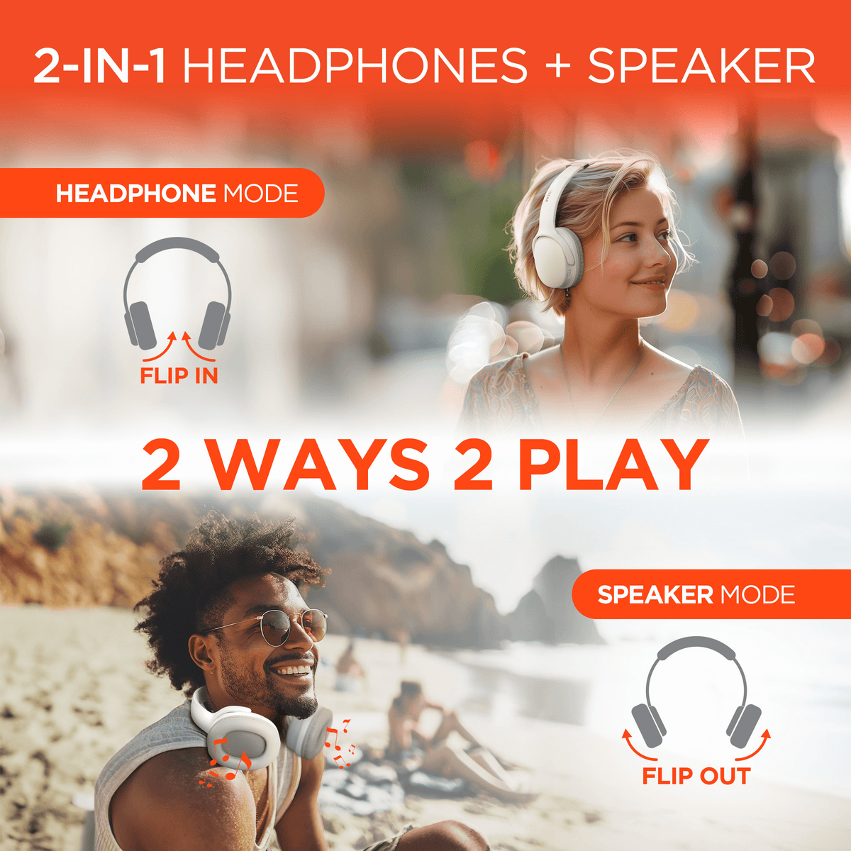 HyperGear Flip 2-in-1 Headphones Plus Speaker