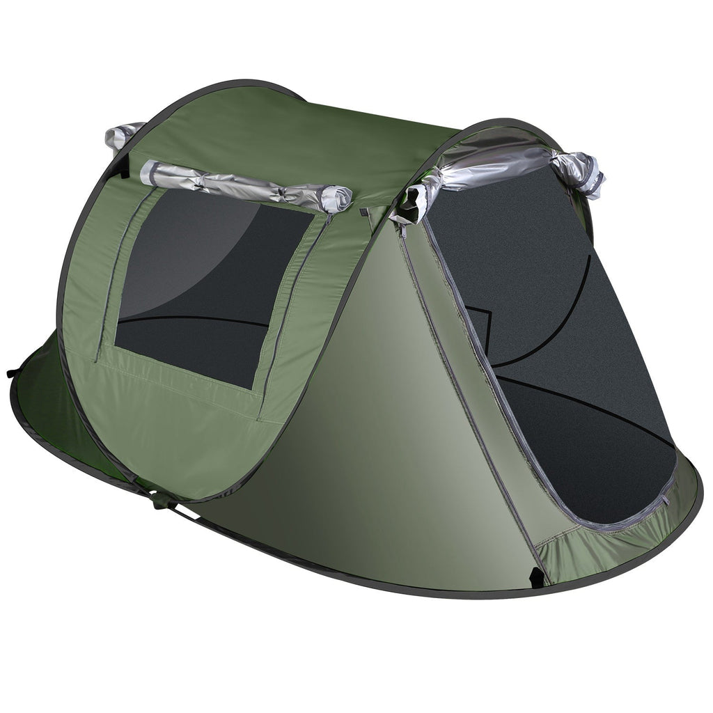 3-4 Person Pop Up Tent Automatic Setup Camping Tent Waterproof InstantÊSetup Tent with 2 Mosquito Net Windows Carrying Bag for Hiking Climbing Adventu