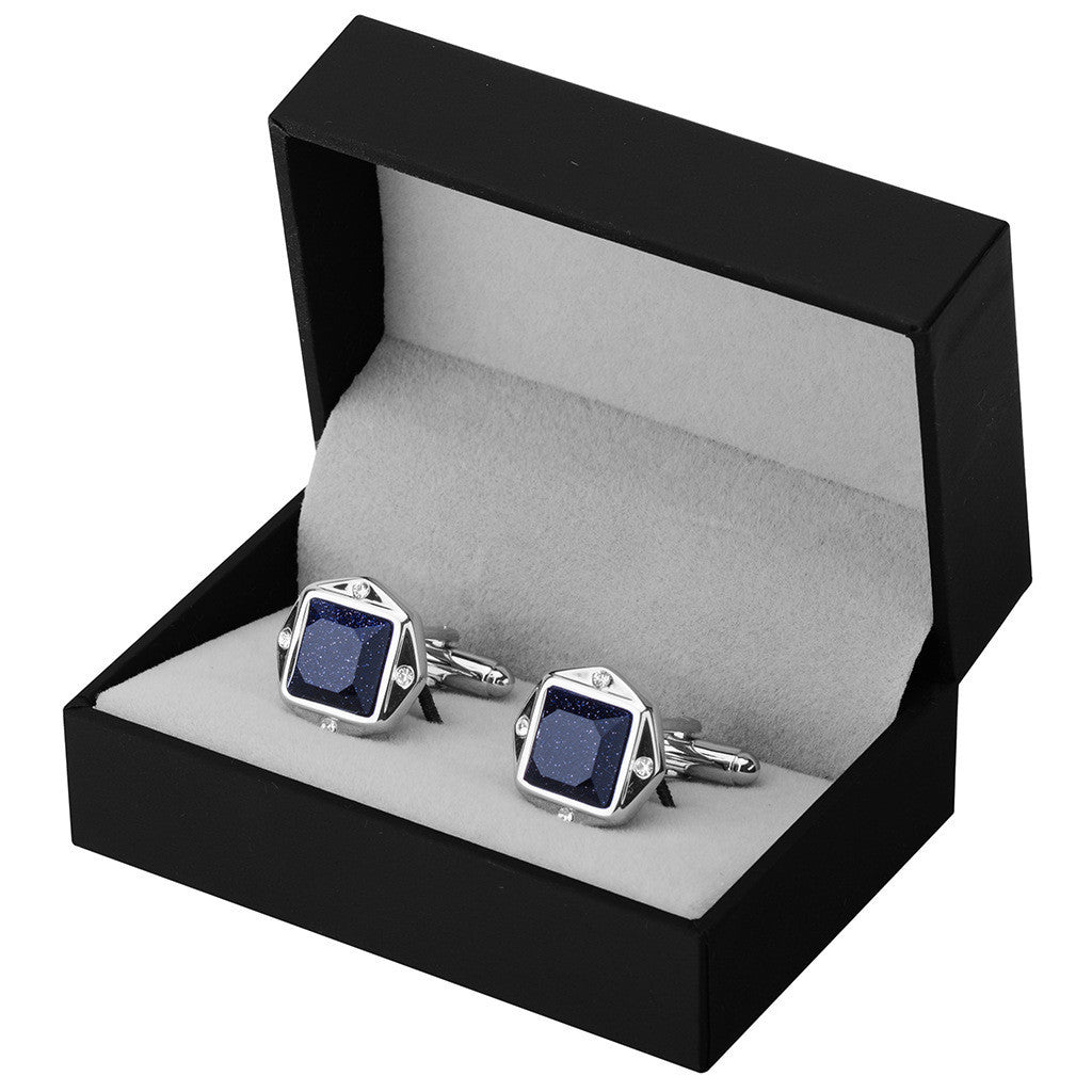 Blue Sandstone Crystal Cufflinks