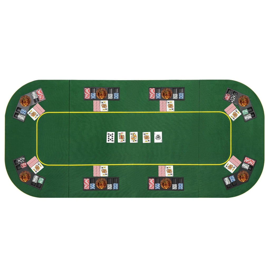79 x 36 Inch 8-Player Foldable Poker Table Top with Carry Bag and Cup Holders